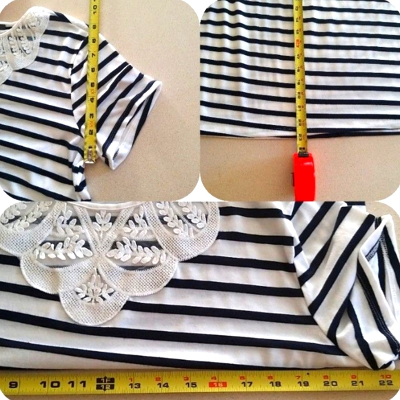SOLD!!!⛵️ Suzy Shier Black & White Striped Marinière Shirt - Size L (Fits XL) - Picture 6 of 6